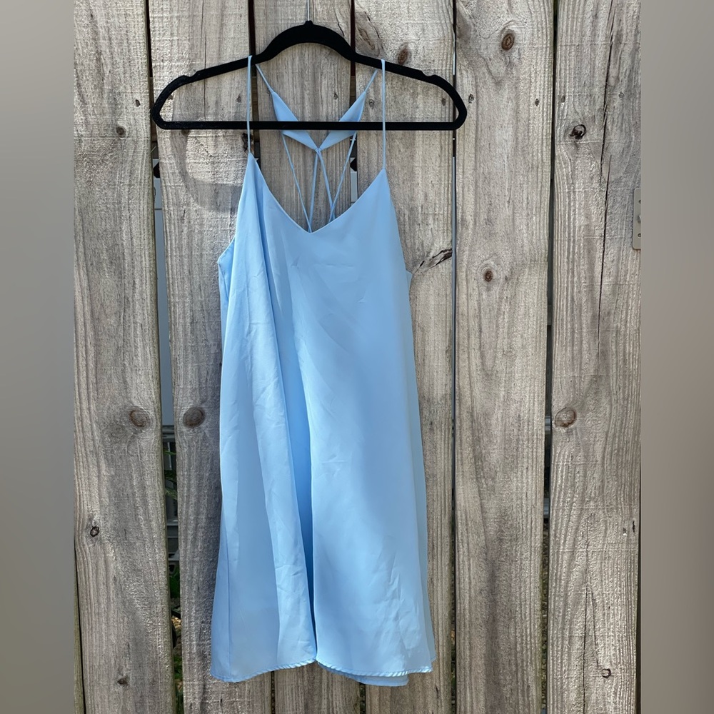 Pretty blue strappy swing dress, size M